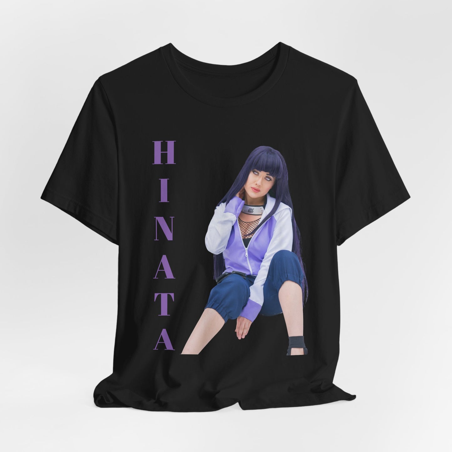 HINATA (NARUTO) COSPLAY, Unisex, Black Jersey, Short Sleeve Tee
