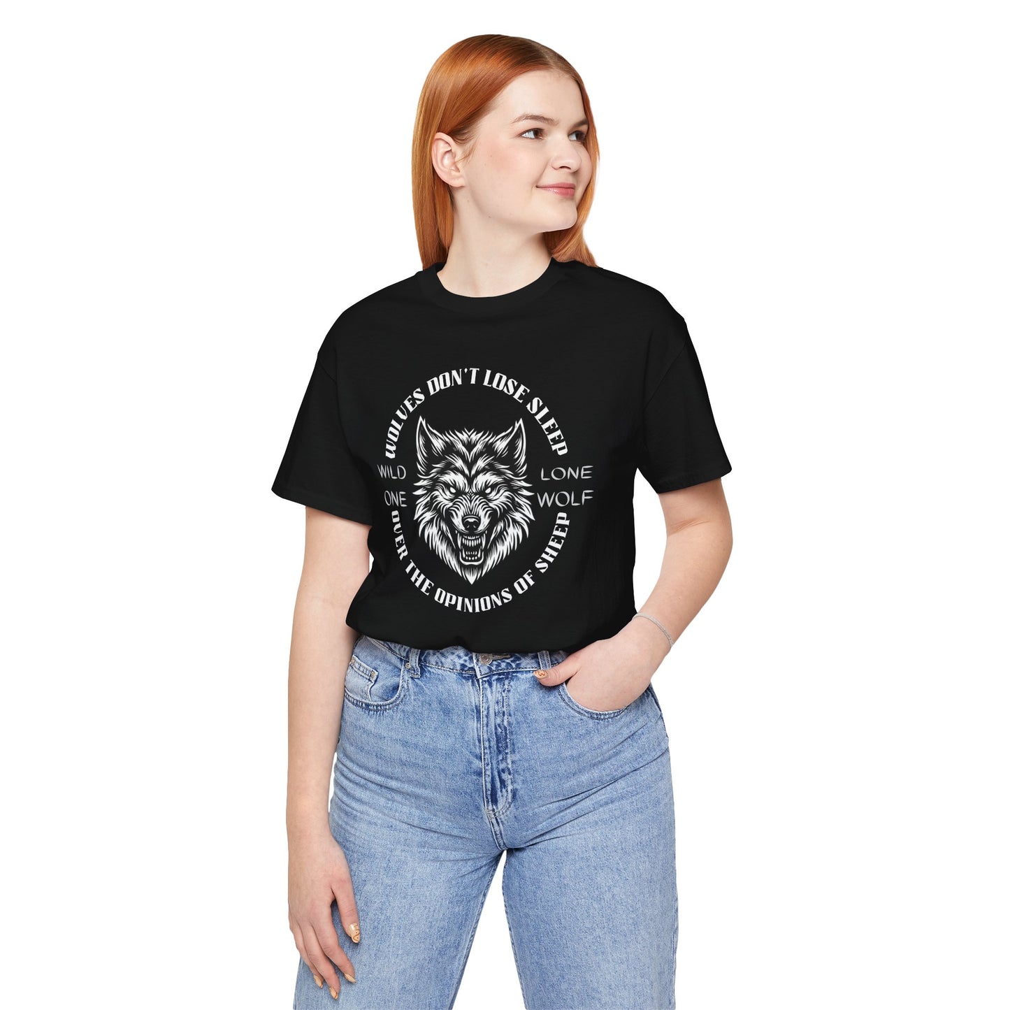Lone Wolf, Wild One, Unisex, Black Jersey, Short Sleeve Tee