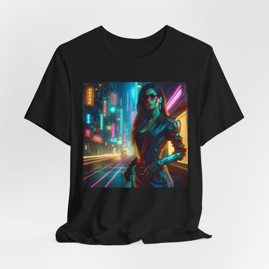 Cyber Lady, Unisex, Black Jersey, Short Sleeve Tee