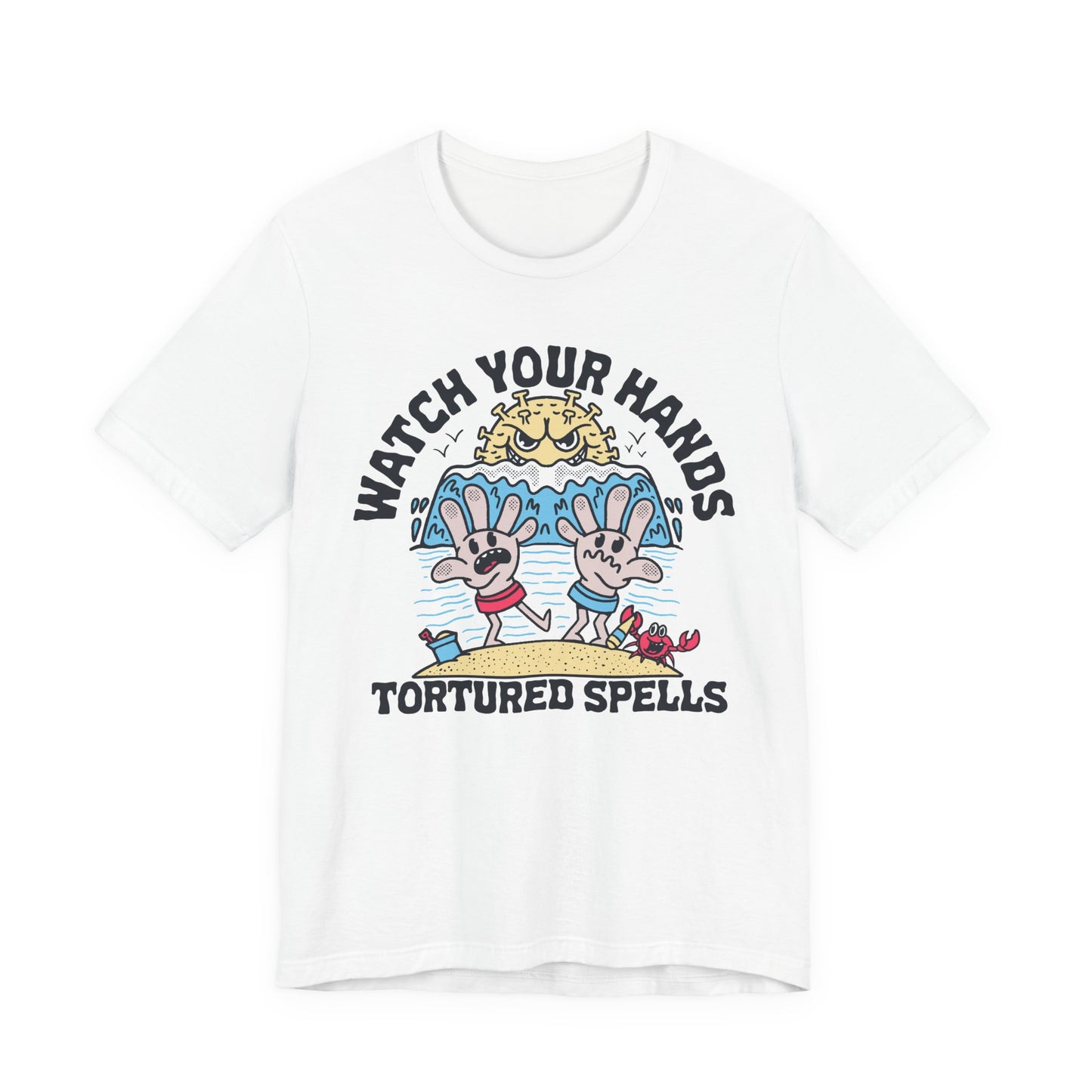 Watch Your Hands (Wash Your Hands, Coronavirus Reference), Unisex, White/Black Jersey, Short Sleeve Tee