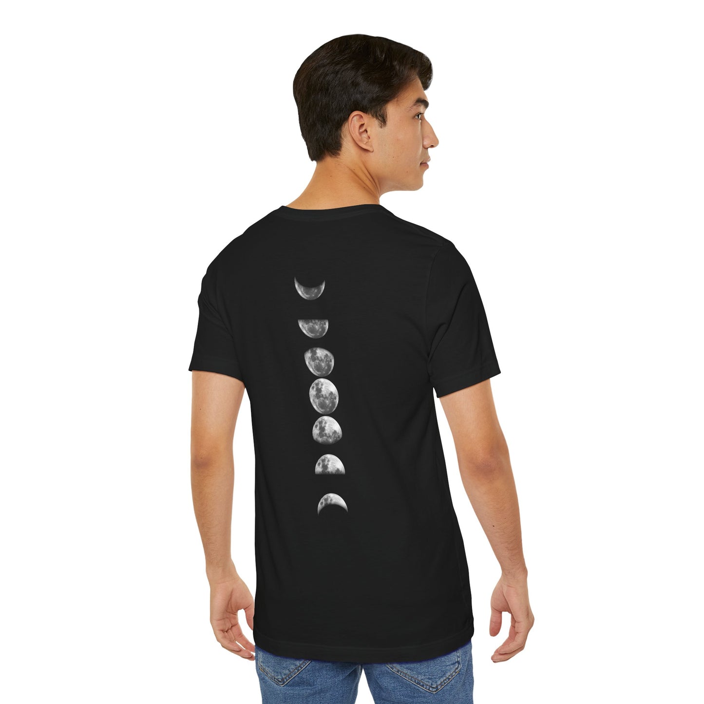 Moon Phases, Unisex, Black Jersey Short Sleeve Tee