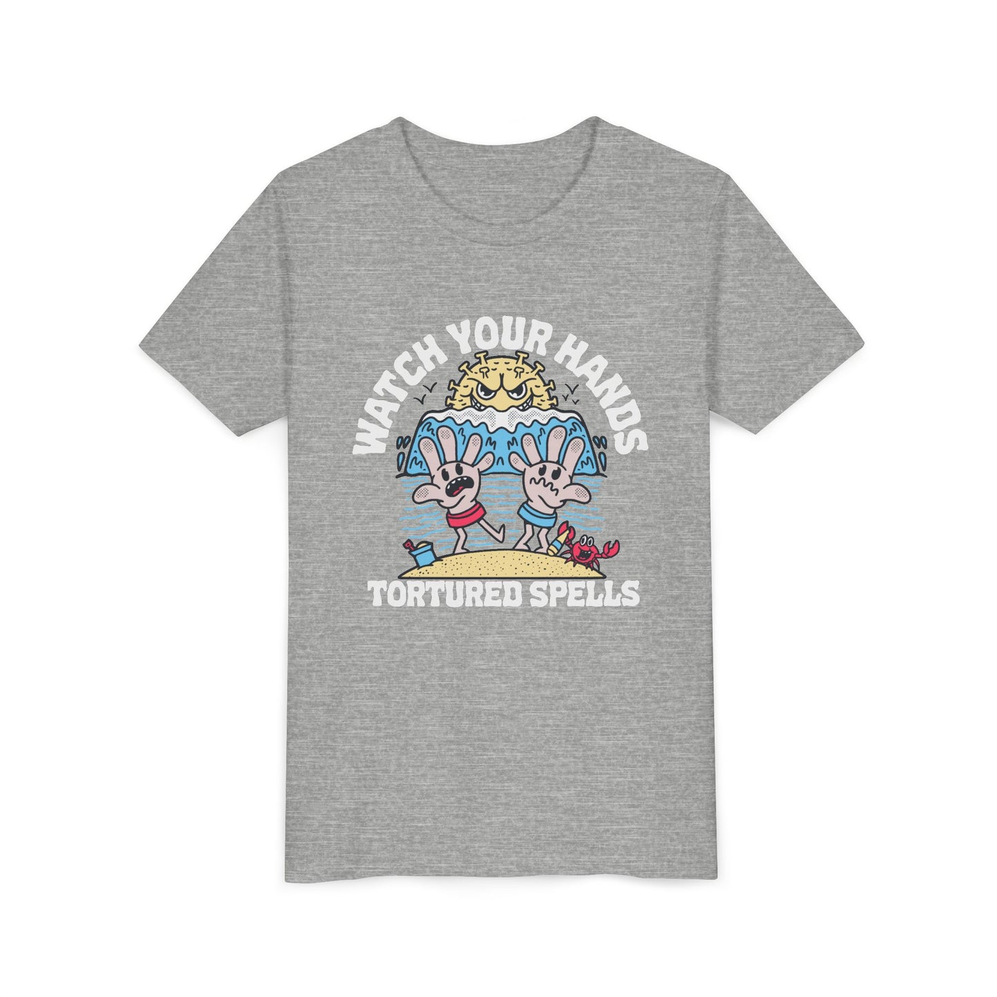 Watch Your Hands (Wash Your Hands, Coronavirus Reference), Youth, Black/White Short Sleeve Tee
