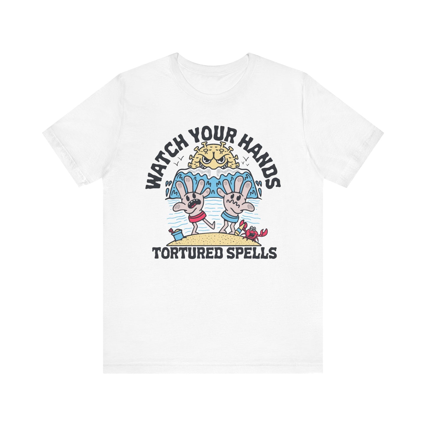 Watch Your Hands (Wash Your Hands, Coronavirus Reference), Unisex, Black/White Jersey, Short Sleeve Tee