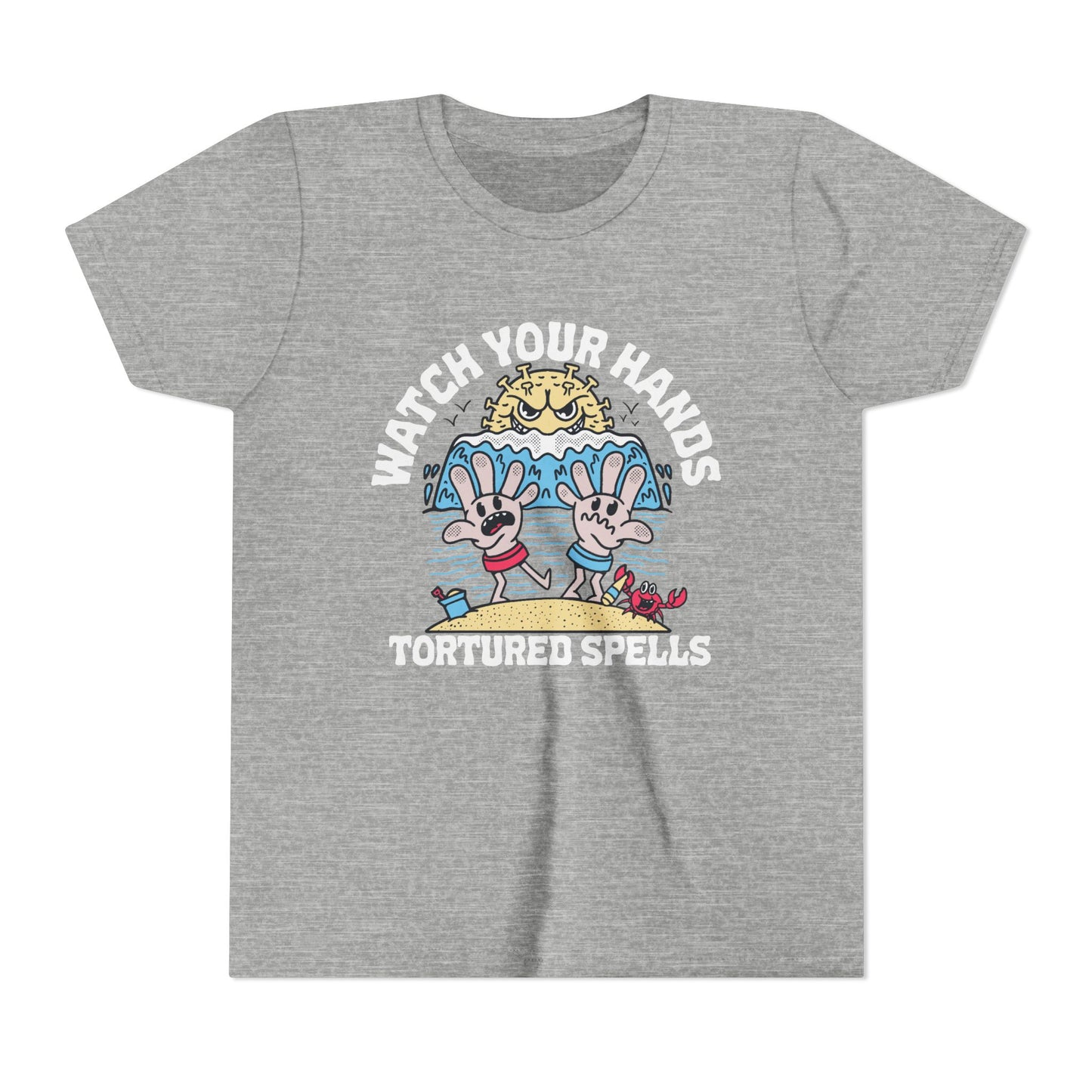 Watch Your Hands (Wash Your Hands, Coronavirus Reference), Youth, Black/White Short Sleeve Tee