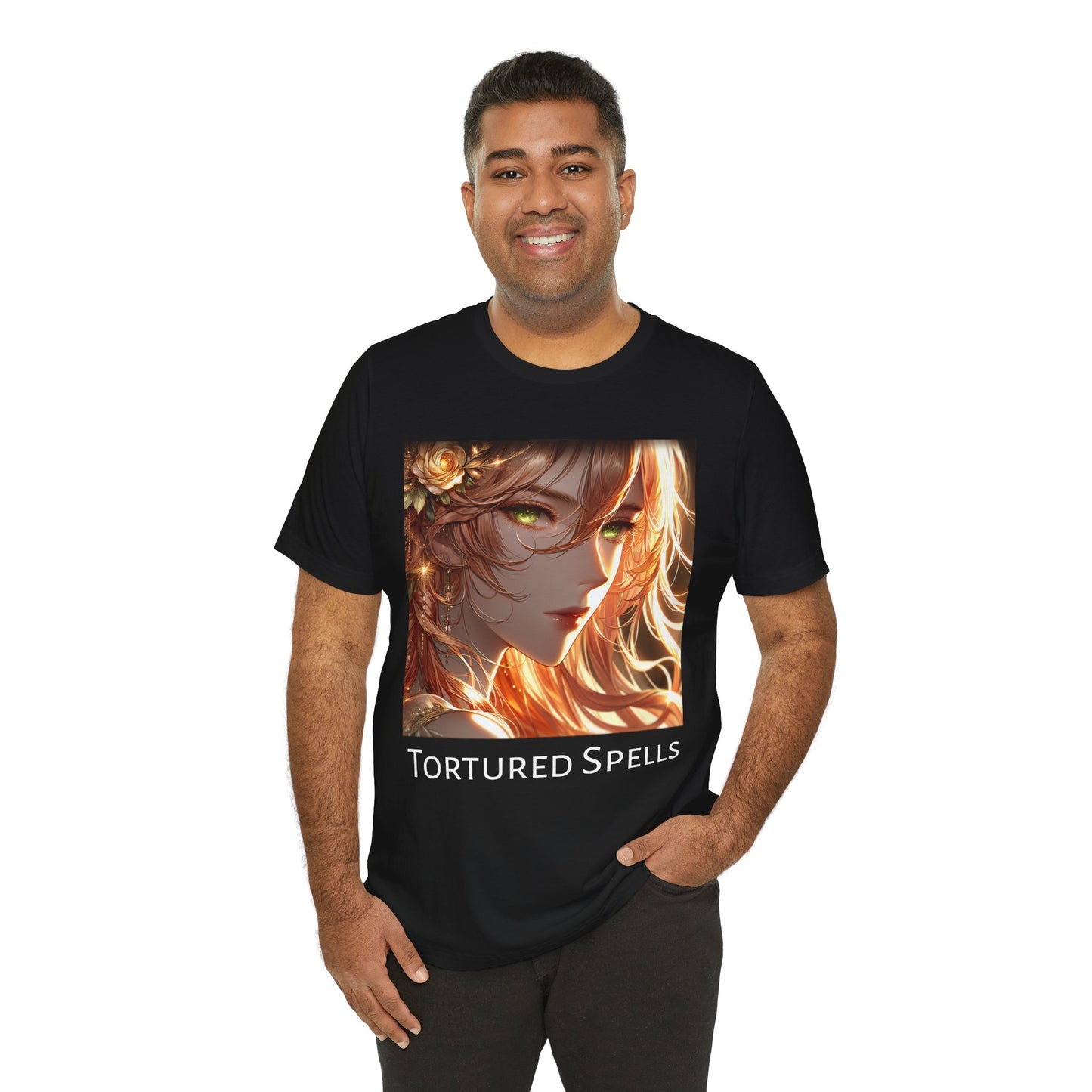 Tortured Spells Beauty, Unisex, Black Jersey, Short Sleeve Tee