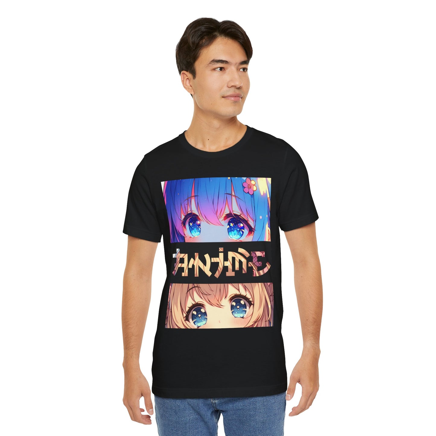 ANIME EYES, Unisex, Black Jersey, Short Sleeve Tee