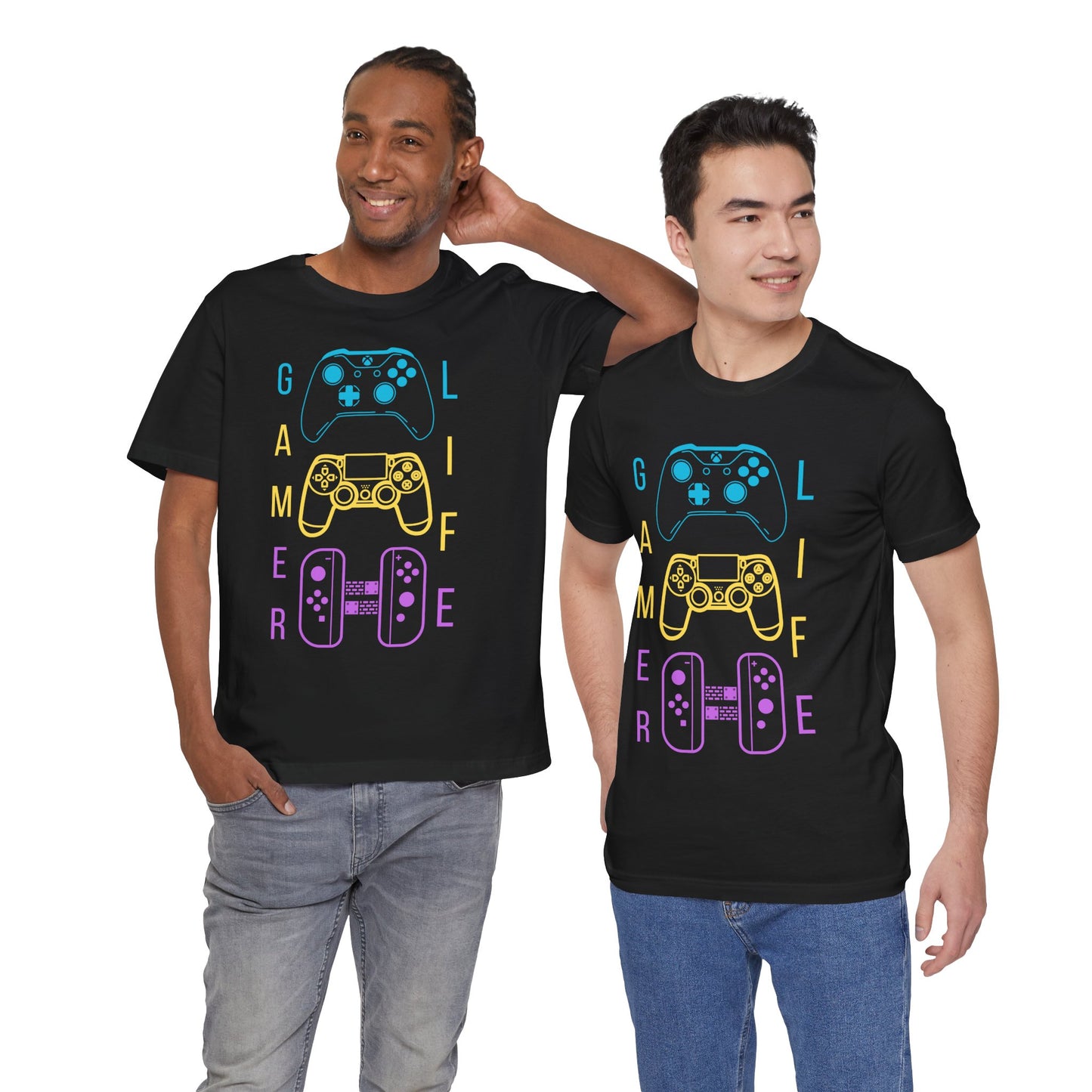 Gamer Life, Controllers Version, Unisex, Black Jersey, Short Sleeve Tee