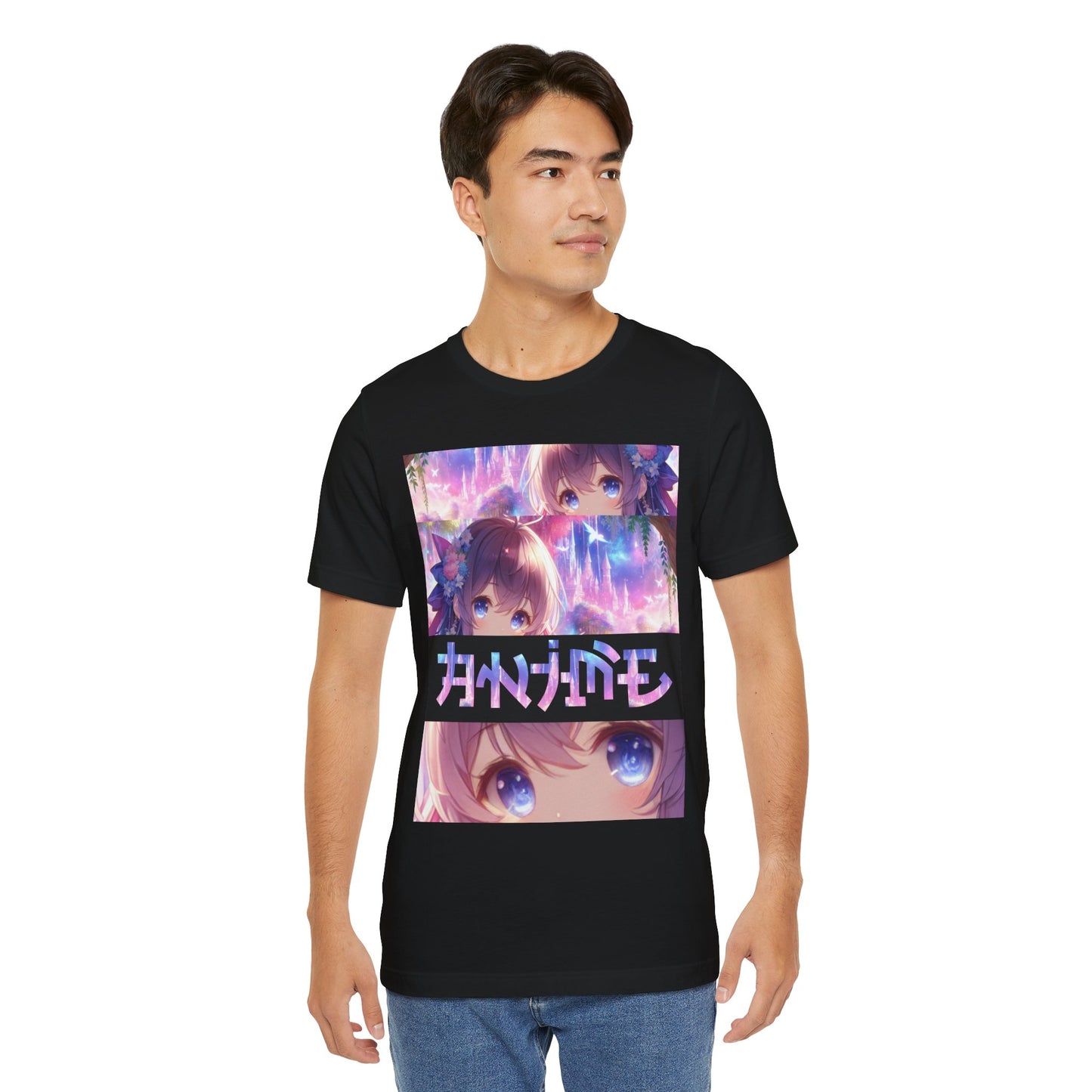 ANIME, Unisex, Black Jersey, Short Sleeve Tee